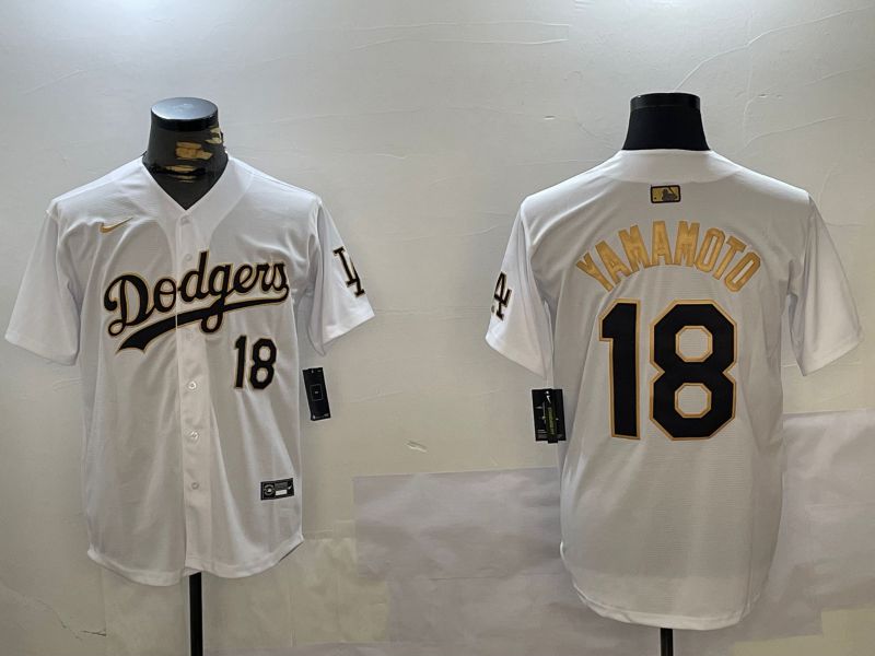 Men Los Angeles Dodgers #18 Yamamoto White Game 2024 Nike MLB Jersey style 1211->women mlb jersey->Women Jersey